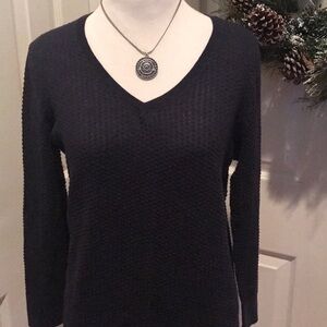 Loft brand blue v neck mid weight cotton sweater